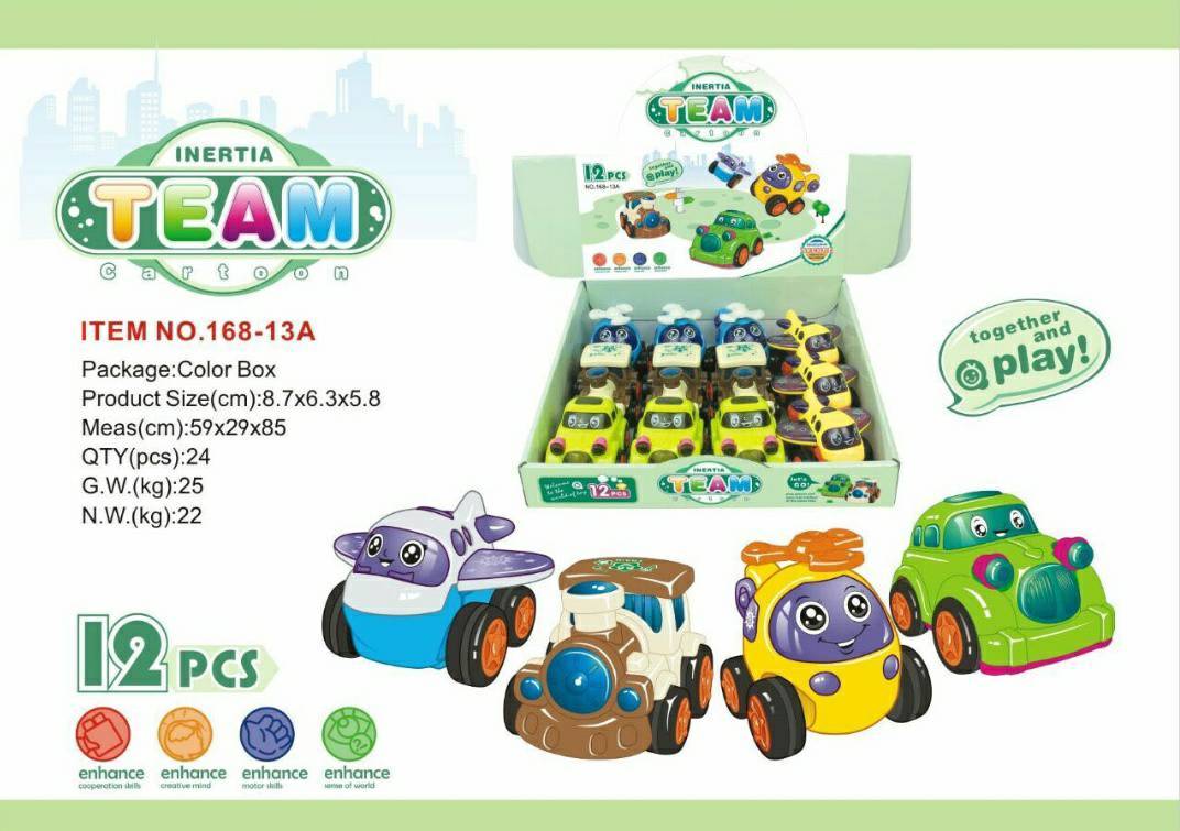 Inertia Team Buddies: Cartoon Vehicle Crew (12 PCS)