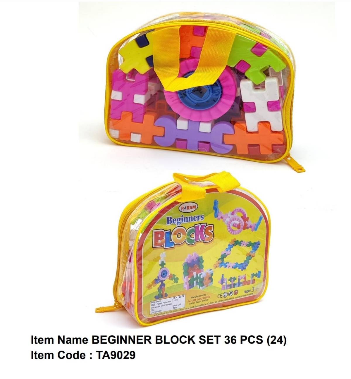 Beginner Block Set for Kids - 36 Pcs | Creative Construction Toy with Carry Bag (TA9029)