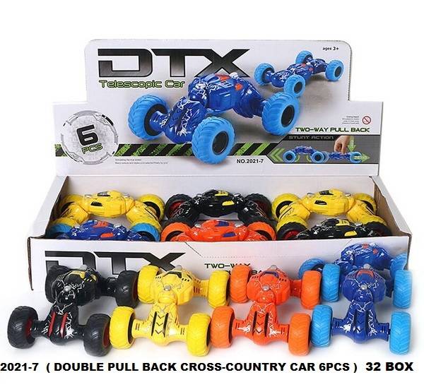 DTX Telescopic Double Pull-Back Stunt Car Toy Set (6 Pcs, Multicolor)