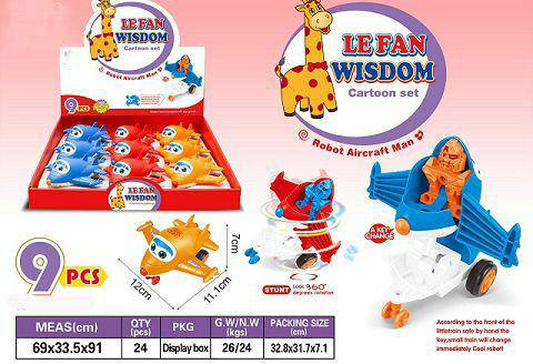 Le Fan Wisdom – Cartoon Robot Aircraft Man Toy Set (9 Pcs, Multicolor)