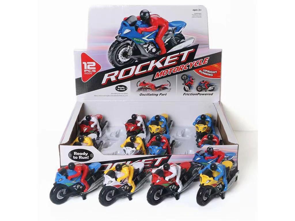 Rocket Motorcycle Toy Set – 12-Piece Friction-Powered Racing Bikes (Oscillating & Upright Running)