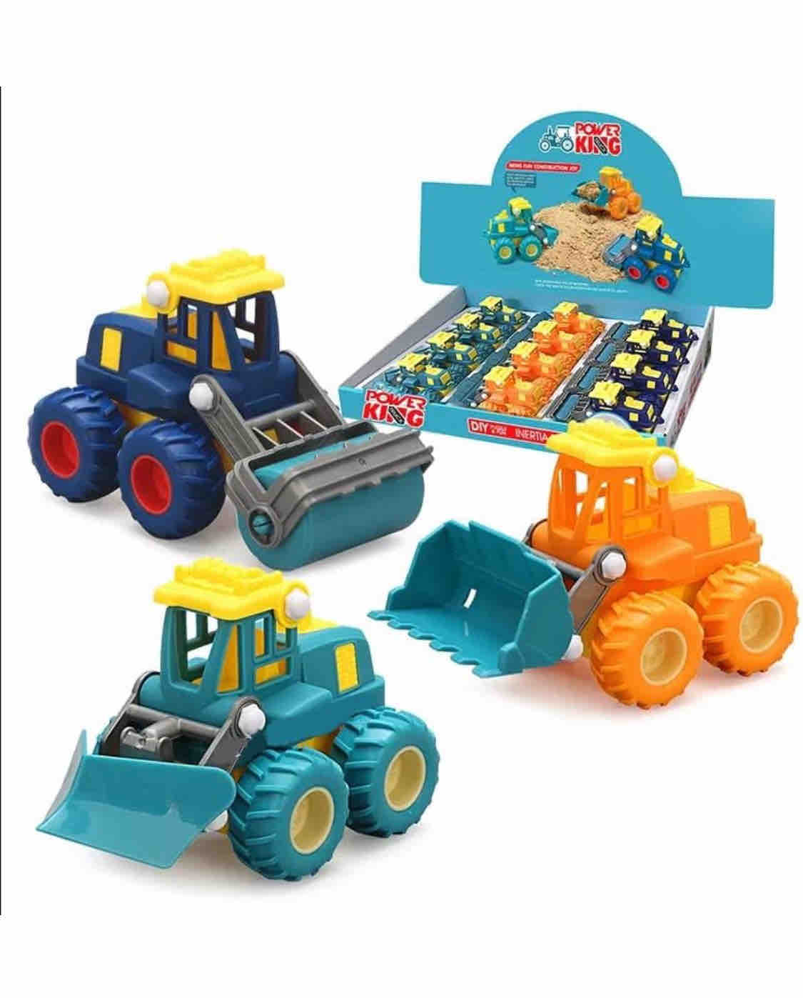 Power King Mini Construction Vehicles Toy Set - 12 Pcs | Friction Powered Bulldozers for Kids