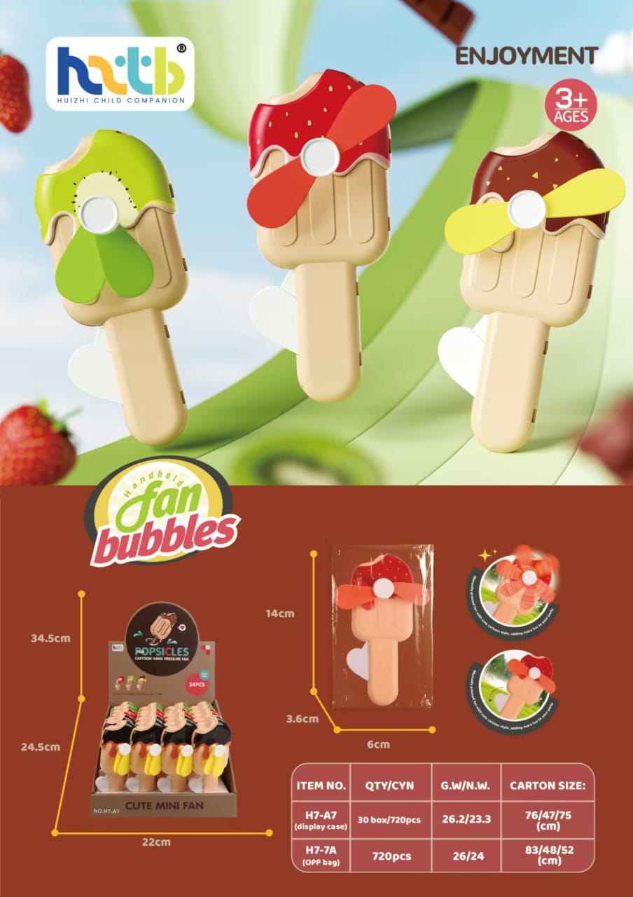 FrostyPop Breeze – Ice Cream Hand Fan & Bubble Blaster