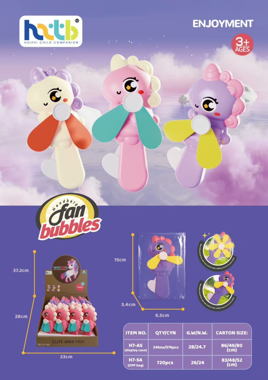 Whirl & Wonder: Unicorn Bubble Fan for Kids (3+ Years)