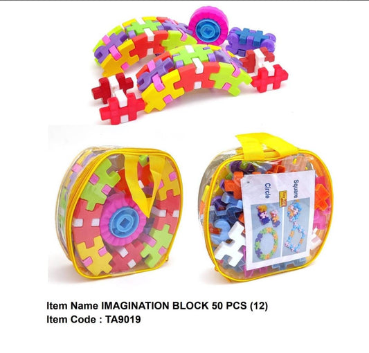 "Imagination Block Set – 50 Pieces | Creative Construction Toy in Carry Case (TA9019)"