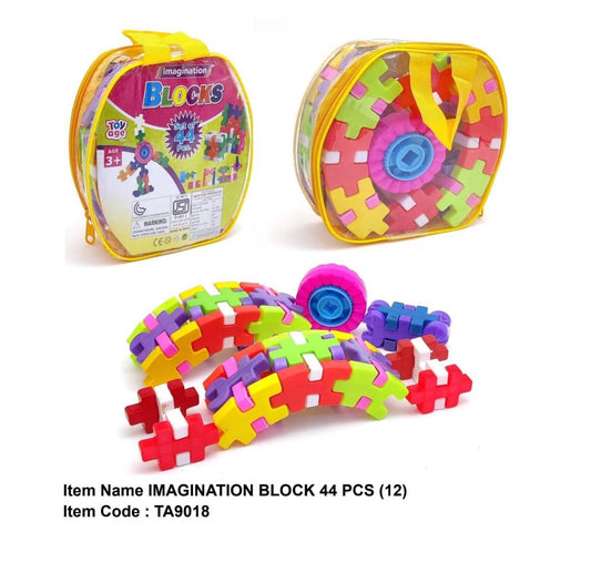 "Imagination Block Set for Kids – 44 Pcs | Creative Interlocking Toy with Carry Case (TA9018)"