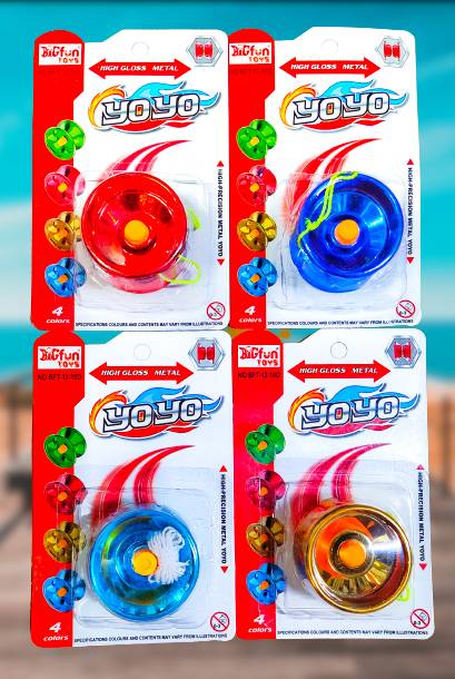 Dizfun High-Gloss Metal Yo-Yo Set – 4 Vibrant Colors of Classic Fun