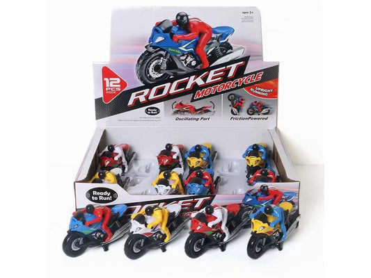 Rocket Motorcycle Toy Set – 12-Piece Friction-Powered Racing Bikes (Oscillating & Upright Running)