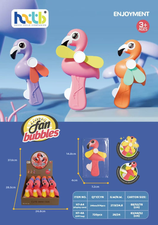 FlamiCool WhirlBuddy – 3-in-1 Flamingo Fan & Bubble Blaster