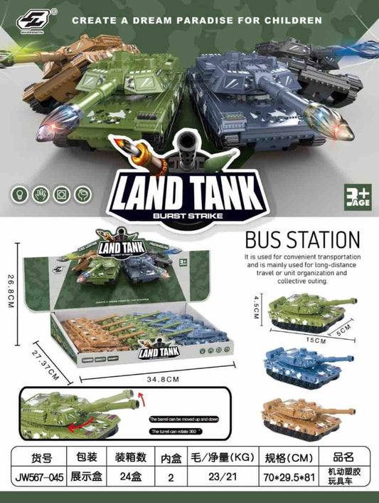 Land Tank Burst Strike: 360° Rotating Combat Tank Set (12 Pcs)